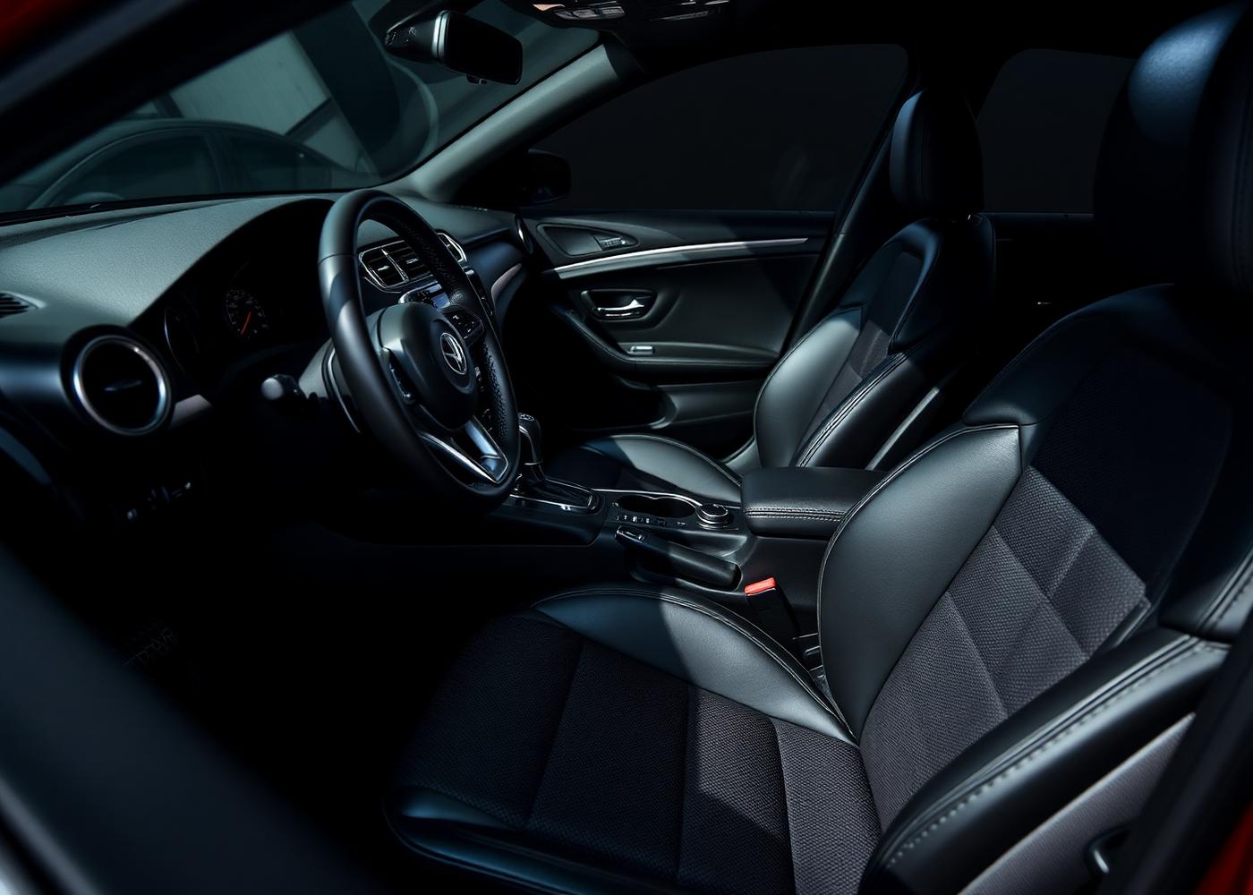 Spotless detailed car interior with clean leather seats and dashboard
